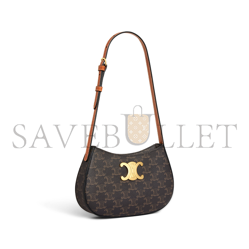CELINE MEDIUM TILLY BAG IN TRIOMPHE CANVAS AND CALFSKIN 115702CUZ.04LU (22*13.5*4cm)
